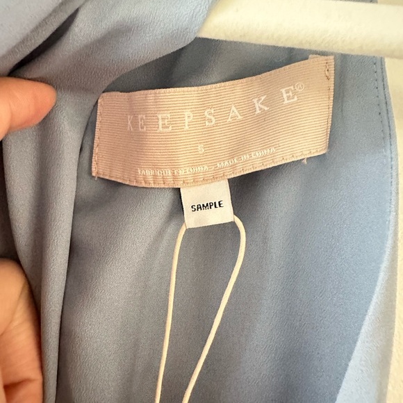 Keepsake Light Blue Lace Embellished Ruched Dress Size S - Picture 5 of 8